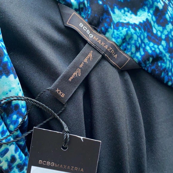 BCBG MaxAzria Bodycon blue snake dress xxs - Picture 6 of 7